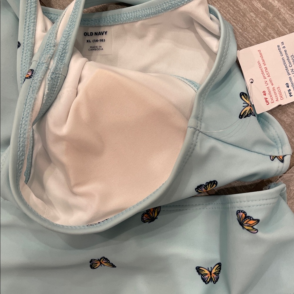 Kids Light Blue Butterfly Tank Bikini Set - Brand Unspecified - Picture 3 of 4